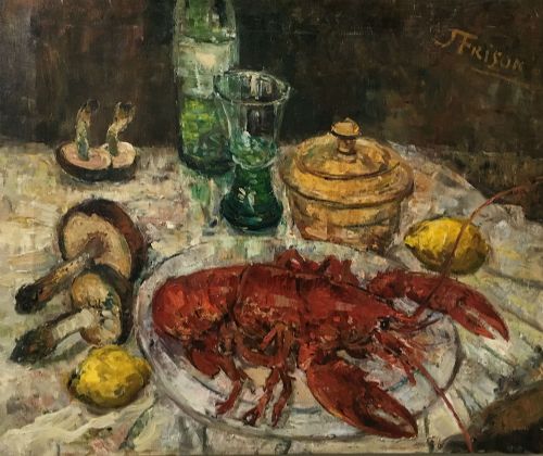 Lobster and Mushrooms - Oil Painting