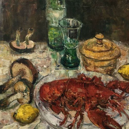fig 1. Lobster and Mushrooms - Oil Painting