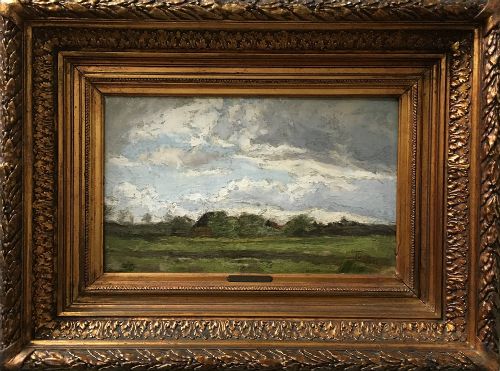 View of a Farm - Antique Oil Painting