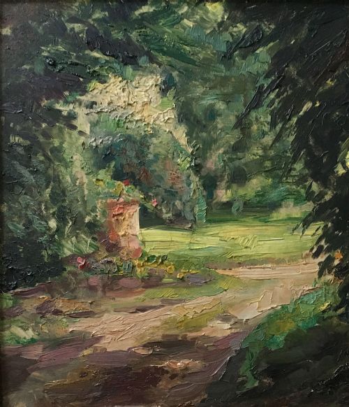 View of a Garden - Oil Painting