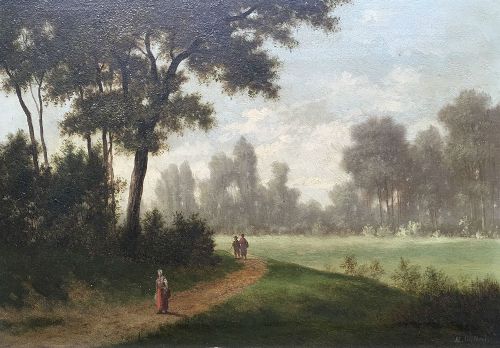 French Landscape - Antique Oil Painting
