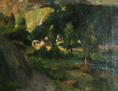 Wooded Landscape - Antique Oil Painting
