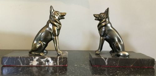 Pair of Alsatian Bookends - Art Deco