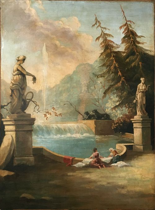 The Washerwomen - Antique Oil Painting