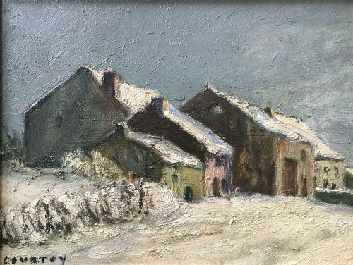 Village in Winter - Oil Painting