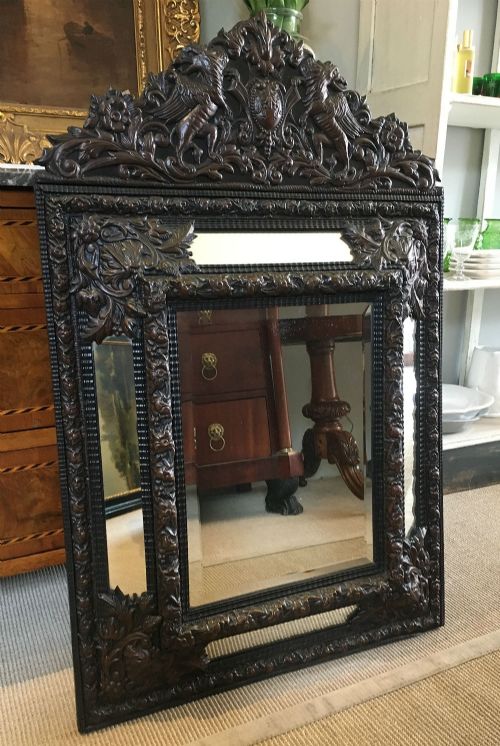 Brass Mirror Repousse - 19th Century