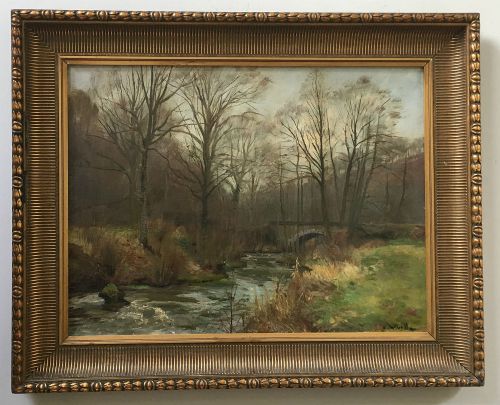 fig 1. View of a Bridge - Antique Oil Painting