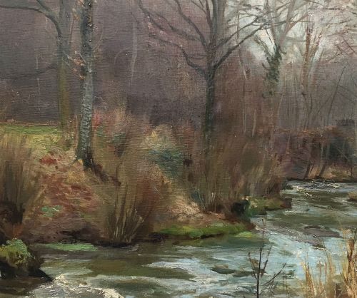 fig 2. View of a Bridge - Antique Oil Painting