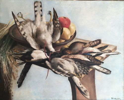 Game Birds and Fruit - Antique Oil Painting