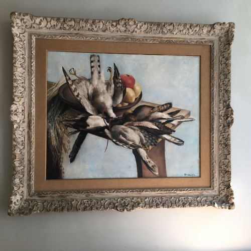 fig 4. Game Birds and Fruit - Antique Oil Painting