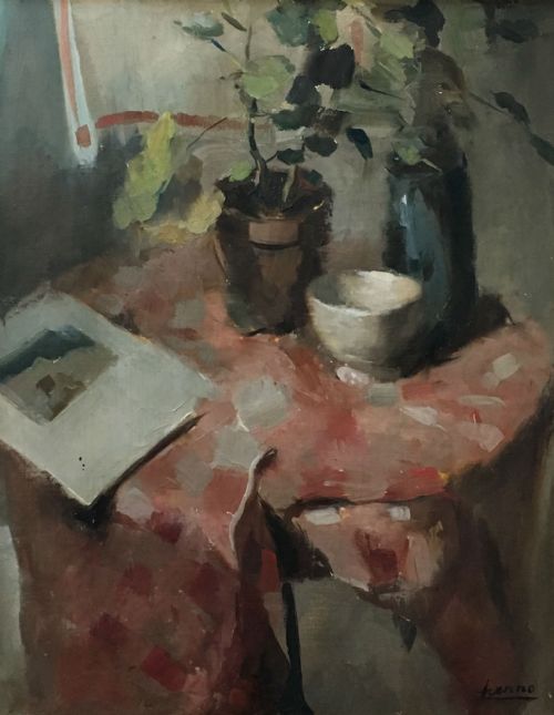 The Poets Table - Antique Oil Painting