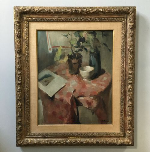 fig 1. The Poets Table - Antique Oil Painting