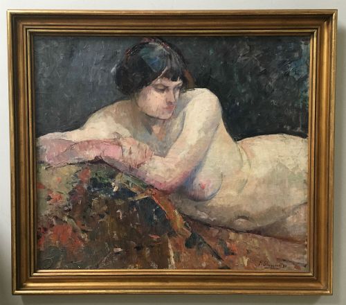 fig 2. Reclining Female Nude - Antique Oil Painting
