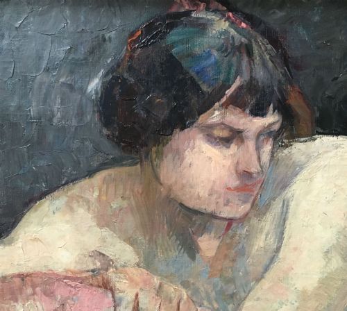 fig 4. Reclining Female Nude - Antique Oil Painting