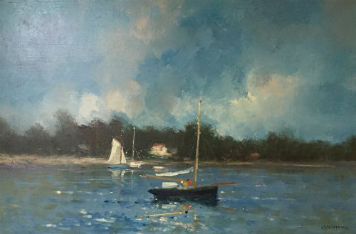 Sailing Boats - Antique Oil Painting