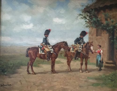 The Halt - Antique Oil Painting