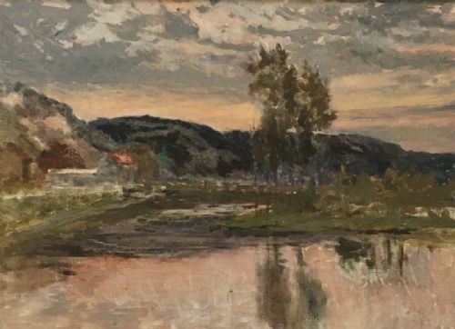 Valley Landscape - Antique Oil Painting