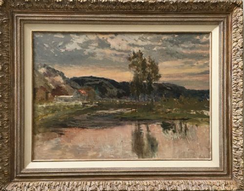fig 1. Valley Landscape - Antique Oil Painting