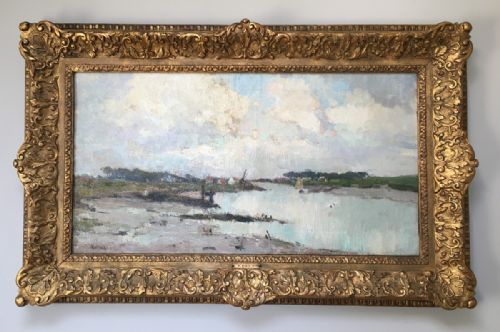fig 1. View of an Estuary- Antique Oil Painting