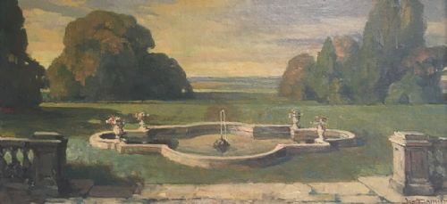 Chateau Park - Antique Oil Painting