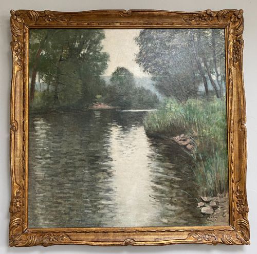 fig 2. River View - Antique Oil Painting