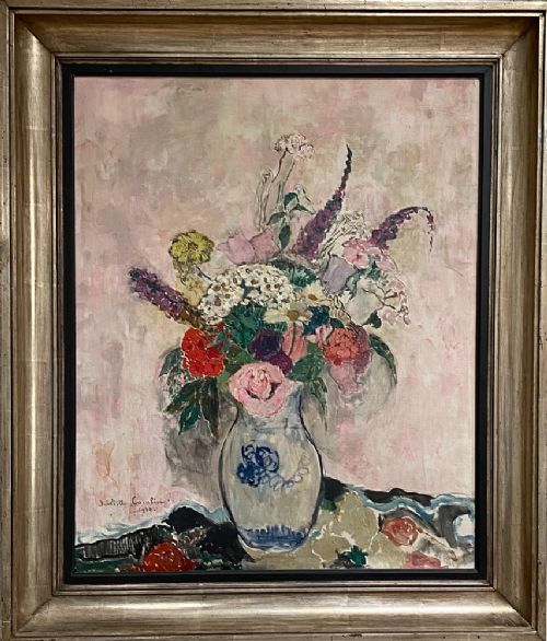 fig 1. Vase of Flowers - Antique Oil Painting