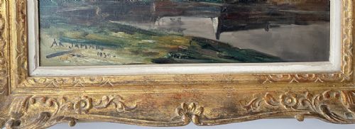 fig 3. House by the Lock - Antique Oil Painting