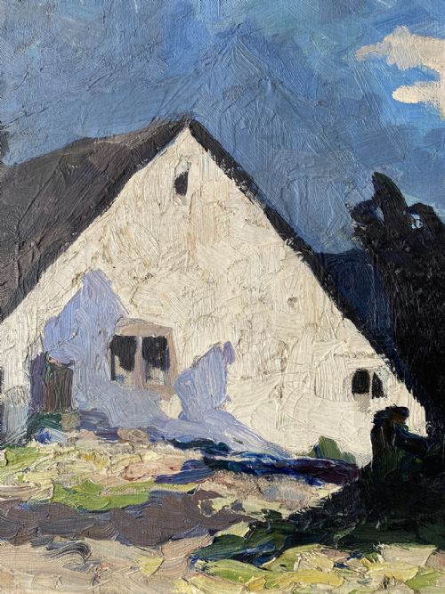 fig 4. White Cottage - Antique Oil Painting