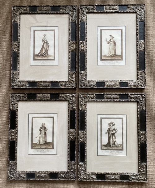 Four Antique French Fashion Prints