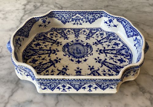 Antique French Ceramic Blue and White Jardiniere