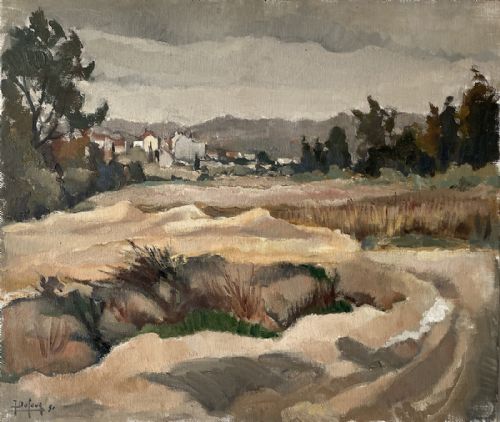 French Landscape - Antique Oil Painting
