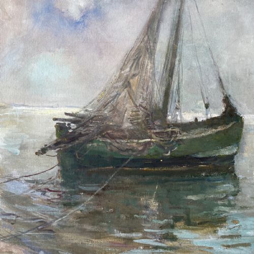 FISHING BOAT ANTIQUE PAINTING - ADDITIONAL PHOTO 2