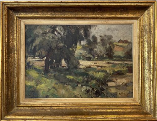 fig 1. River Landscape - Antique Oil Painting