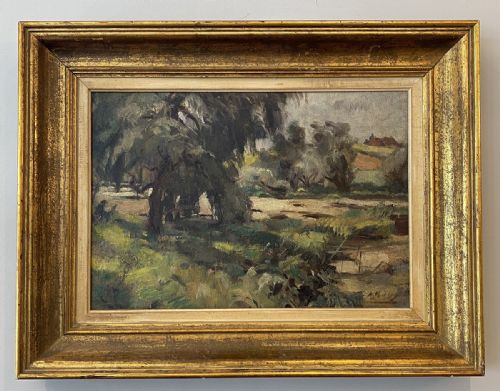 fig 2. River Landscape - Antique Oil Painting