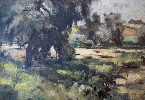 fig 3. River Landscape - Antique Oil Painting