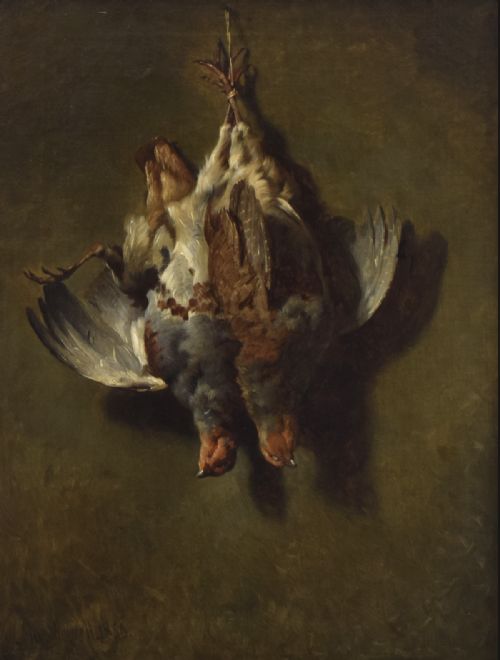 Brace of Partridge - Antique Oil Painting