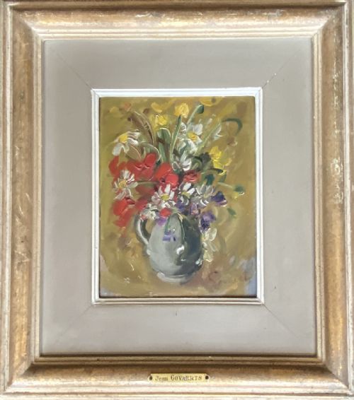 fig 1. Vase of flowers - Antique Oil Painting