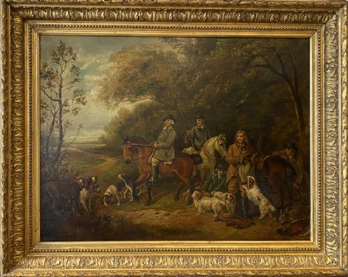 fig 1. The Shooting Party - Antique Oil Painting