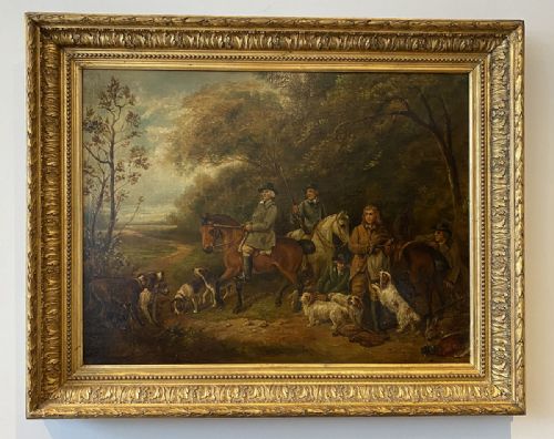 fig 2. The Shooting Party - Antique Oil Painting