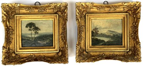 Pair of Italian Landscapes - Antique Oil Painting