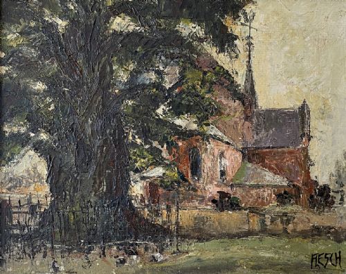 View of a Church - Oil Painting