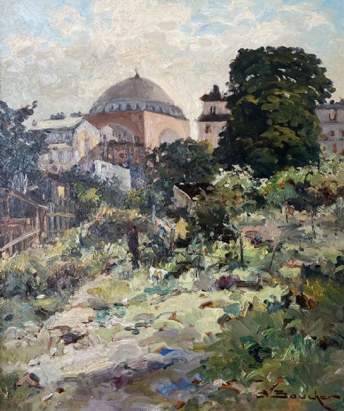 Oriental Garden - Antique Oil Painting