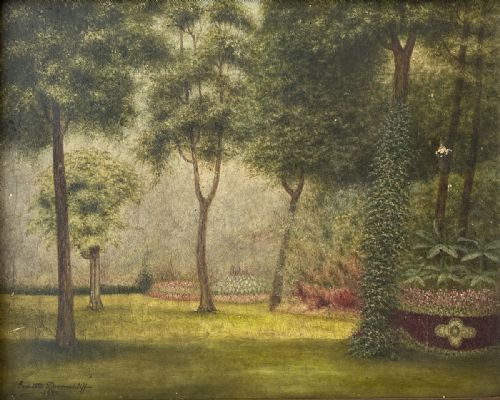 English Garden - Antique Oil Painting
