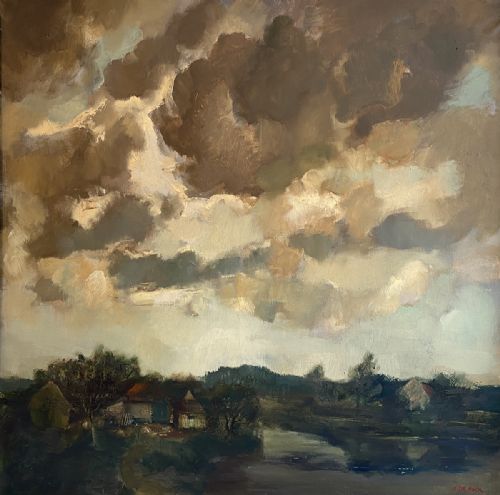 Evening Clouds - Antique Oil Painting