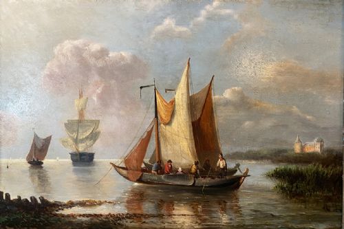 Fishing Boat - Antique Oil Painting