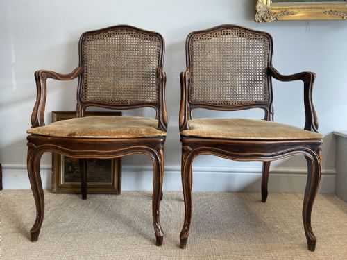 Pair of French Cane Armchairs