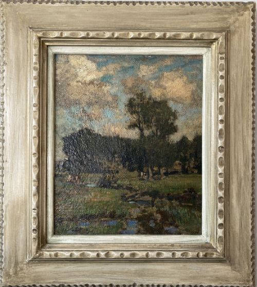 fig 1. River Landscape - Antique Oil Painting
