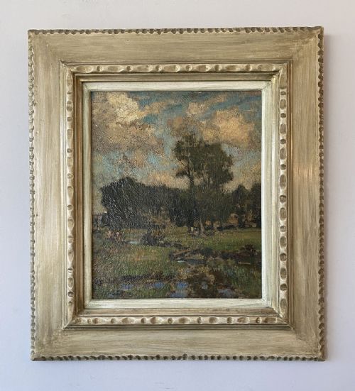 fig 2. River Landscape - Antique Oil Painting