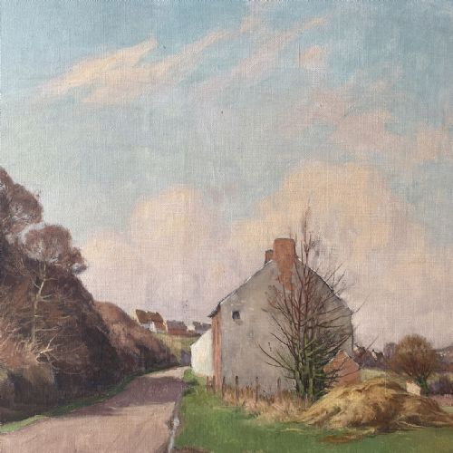 fig 3. House on the Road - Antique Oil Painting