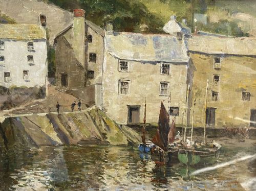 Fishing Village - Antique Oil Painting